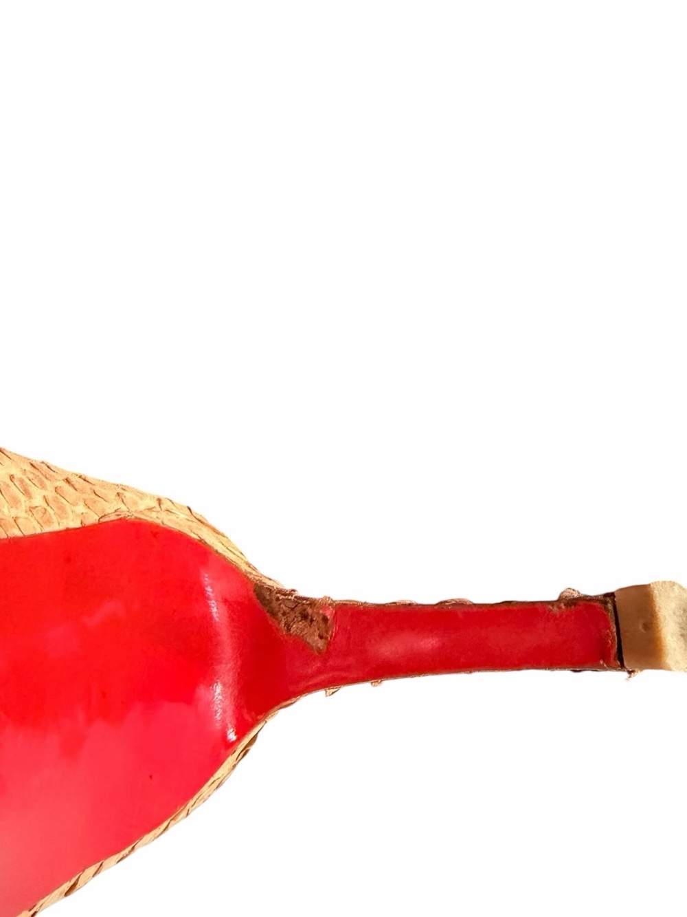Christian Louboutin Tan Croc or Snake Embossed Peep-Toe Stilettos 39 1/2 - Picture 12 of 12